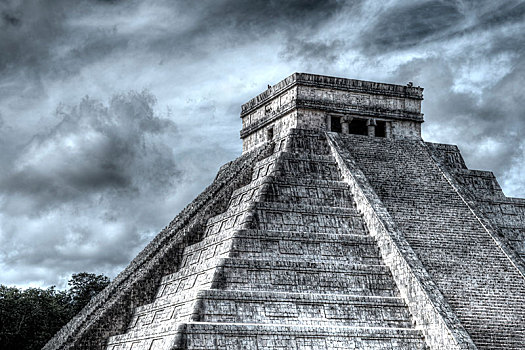 卡斯蒂略金字塔,庙宇,库库尔坎,中美洲文明,前哥伦布时期,玛雅,文明,奇琴伊察,市区,尤卡坦州,墨西哥,中美洲