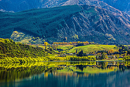 美景,海岸线,湖,靠近,皇后镇,奥塔哥地区,新西兰