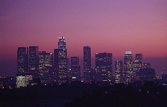 洛杉矶,天际线,黃昏