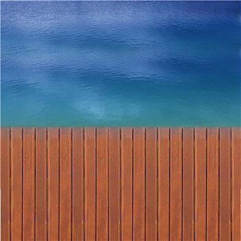 木质,码头,蓝色