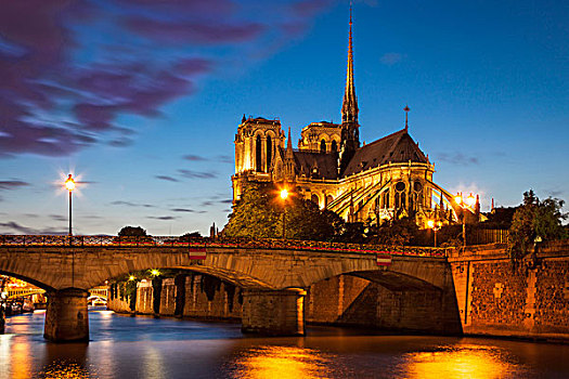 黎明,上方,大教堂,塞纳河,巴黎,法国
