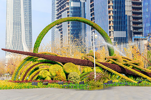城市街头花卉造型雕塑,省南京市青奥中心公园