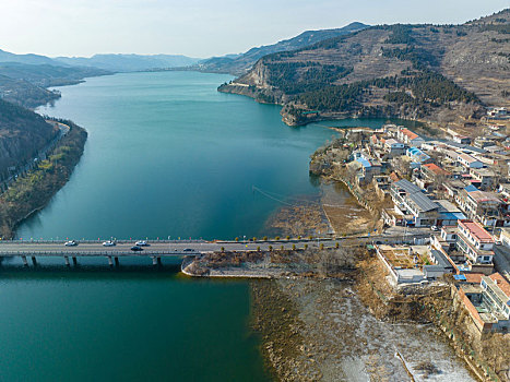 航拍济南锦绣川水库