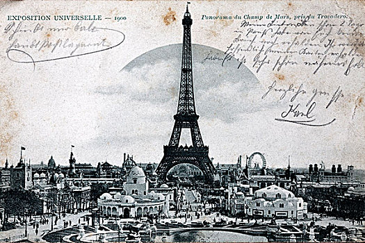 埃菲尔铁塔,历史,明信片,巴黎,法国,欧洲
