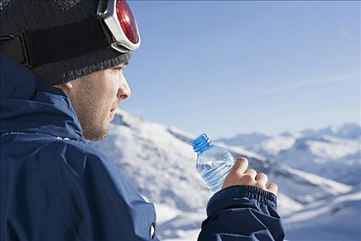 滑雪板玩家,水瓶,侧面