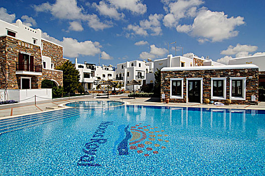 水池,酒店,复杂,纳克索斯岛,基克拉迪群岛,希腊,欧洲