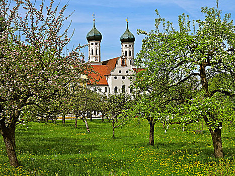 教堂,本尼特伯扬,德国,巴伐利亚,上巴伐利亚