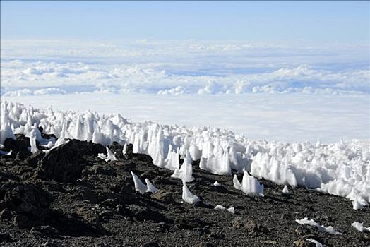 粗糙,雪,乞力马扎罗山,坦桑尼亚