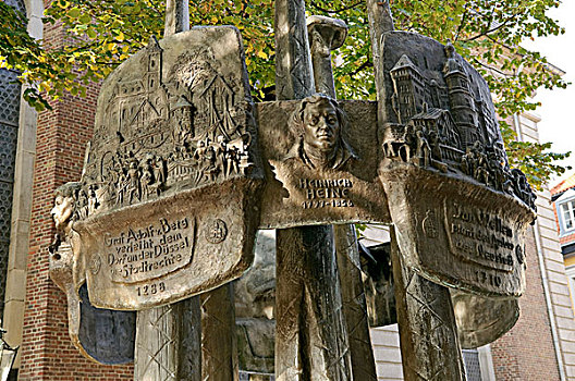 喷泉,展示,历史,杜塞尔多夫,老,城镇,北莱茵威斯特伐利亚,德国,欧洲