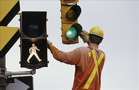 加拿大,安大略省,渥太华,男人,修理,红绿灯