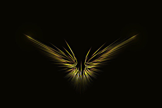 发光的金色抽象飞翔翅膀背景