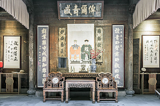呈坎古村中式厅堂,中国安徽省徽州古村落