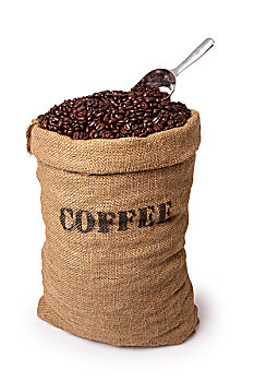 粗麻布,袋,咖啡,咖啡豆