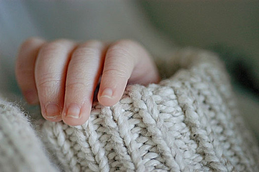 婴儿,小,手,出现,毛衣