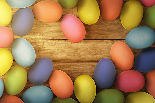 彩色,复活节彩蛋,木地板