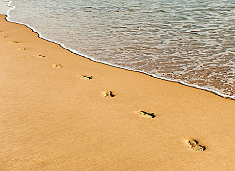 沙滩,脚印,边缘,西班牙