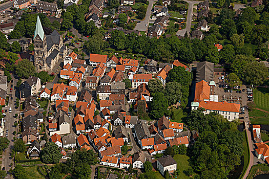 航拍,公元前13世纪的塔和城堡,区域,北莱茵威斯特伐利亚,德国,欧洲