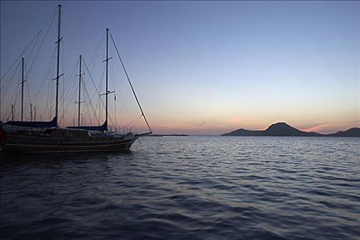 船,水,日落,土耳其