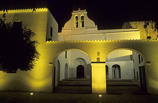 历史,教堂,夜晚,伊比沙岛