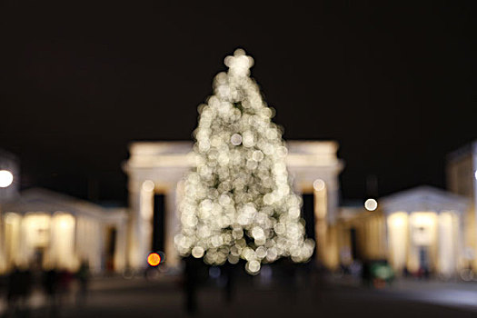 模糊,圣诞树,勃兰登堡门,柏林