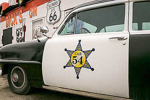 伊利诺斯,美国,66号公路,老,20世纪50年代,警车