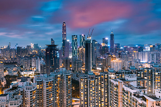 中国广东深圳福田中心区都市夜景