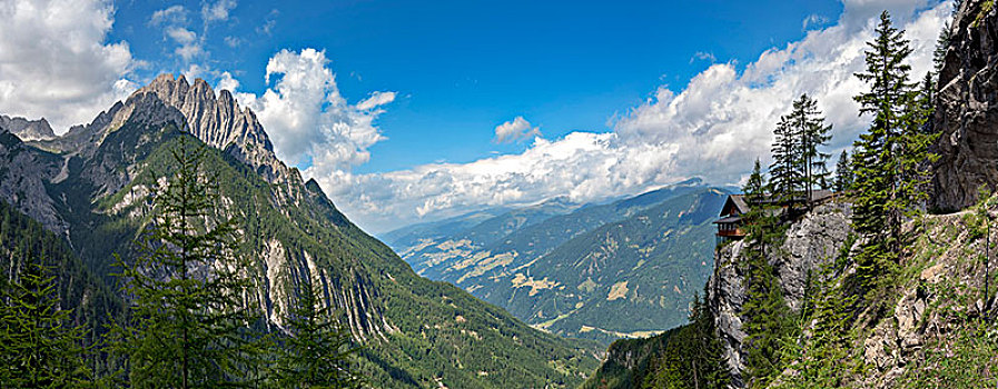 白云岩,阿尔卑斯小屋,全景,东方,提洛尔,奥地利,欧洲