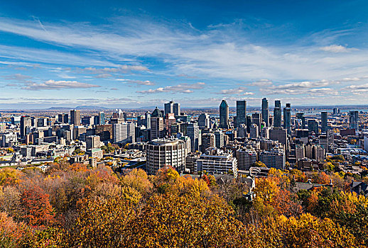 加拿大,魁北克,蒙特利尔,城市天际线,皇家山,秋天