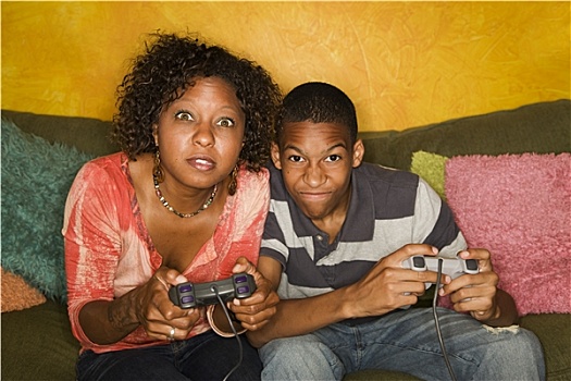 美国黑人,家庭,玩,电子游戏