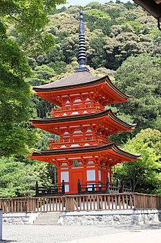 红色,塔,清水寺,京都