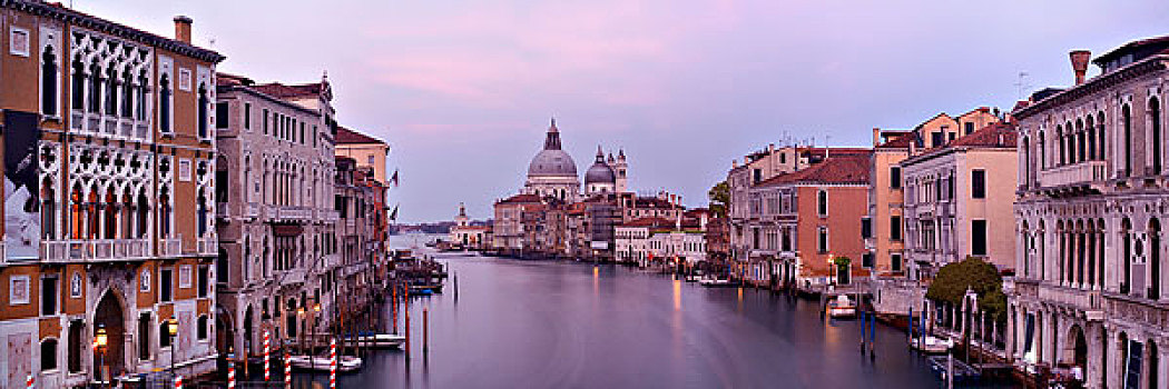 威尼斯,教堂,圣马利亚,行礼,运河,全景,长时间曝光,意大利