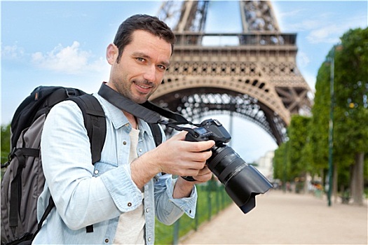 年轻,魅力,游客,拍照,巴黎