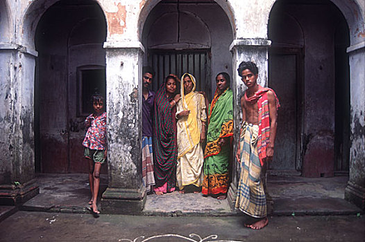 门廊,老,房子,达卡,孟加拉