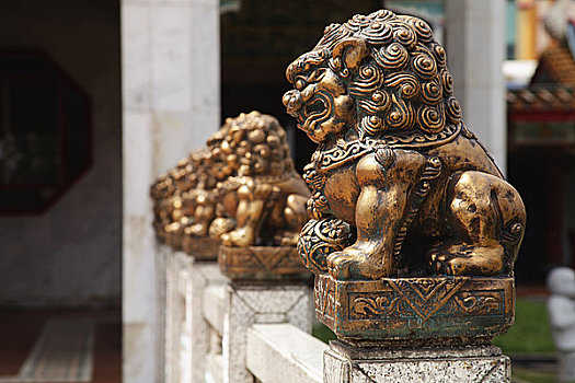 排,青铜,雕塑,正面,佛教寺庙