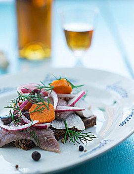 腌制,鱼肉,蔬菜,丹麦