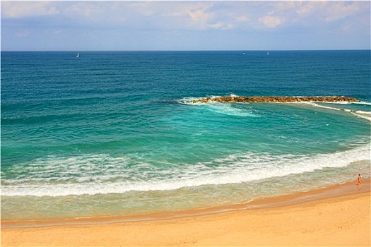 俯视,沙滩,漂亮,地中海,热,白天,以色列