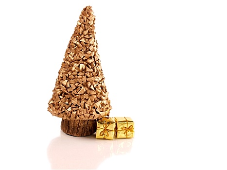 金色,圣诞树,礼盒
