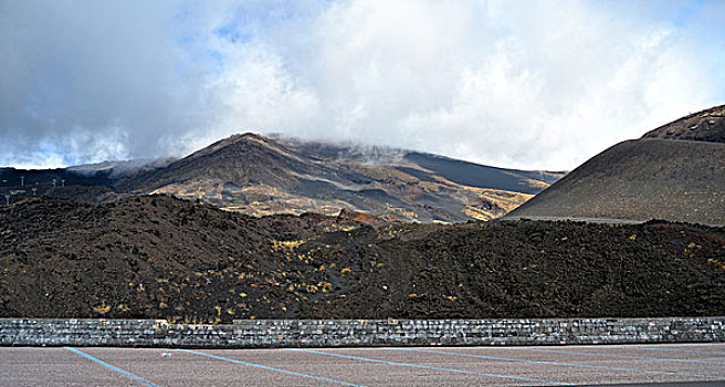 埃特纳火山,古老,火山囗,蔽护