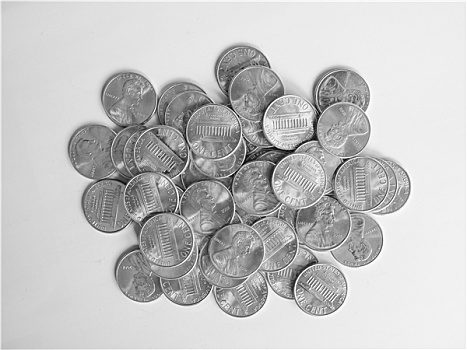 黑白,美元,硬币,1分