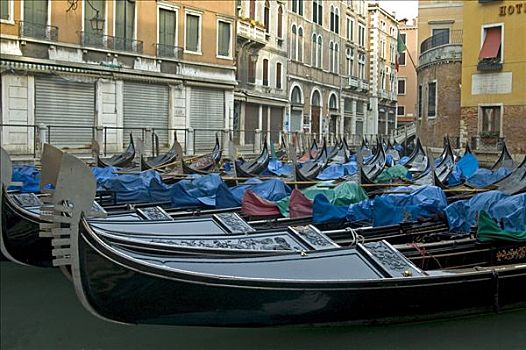 停放,小船,威尼斯,意大利