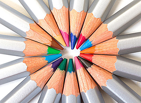 彩色,铅笔,安放,圆