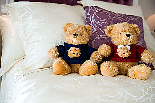 特写,泰迪熊,床上