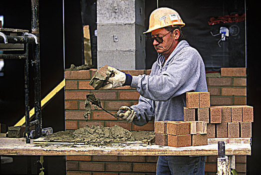 建筑工人,砖匠,建筑,砖墙,不列颠哥伦比亚省,加拿大