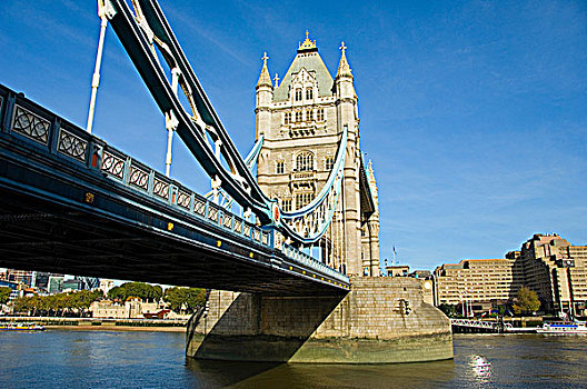 英格兰,伦敦,塔桥,上方,泰晤士河,中心,退潮,塔,酒店,背景