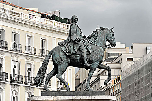 骑马雕像,纪念建筑,国王,马德里,西班牙,欧洲
