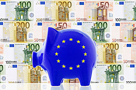 欧盟,小猪,正面,墙壁,欧元,货币,象征,图像,增加,救助,基金