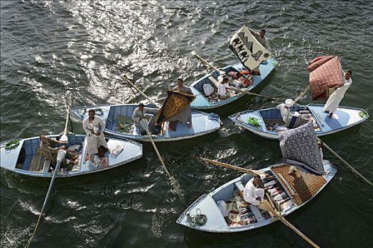 出售,划艇,尝试,销售,纪念品,乘客,游船,尼罗河,等待,河,锁,靠近,埃及,非洲