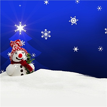 雪人,圣诞快乐,蓝色