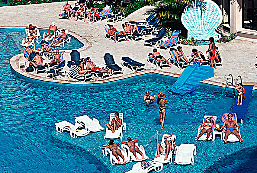 墨西哥,尤卡坦半岛,胜地,坎昆,游泳池,客人