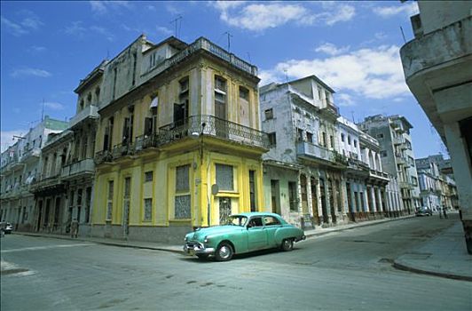 古巴,哈瓦那,老,绿色,美洲,汽车